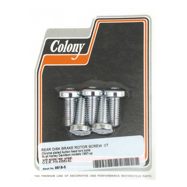 Colony, Front/Rear Brake Rotor Bolt Kit. Button Head Torx Rear: 92-21