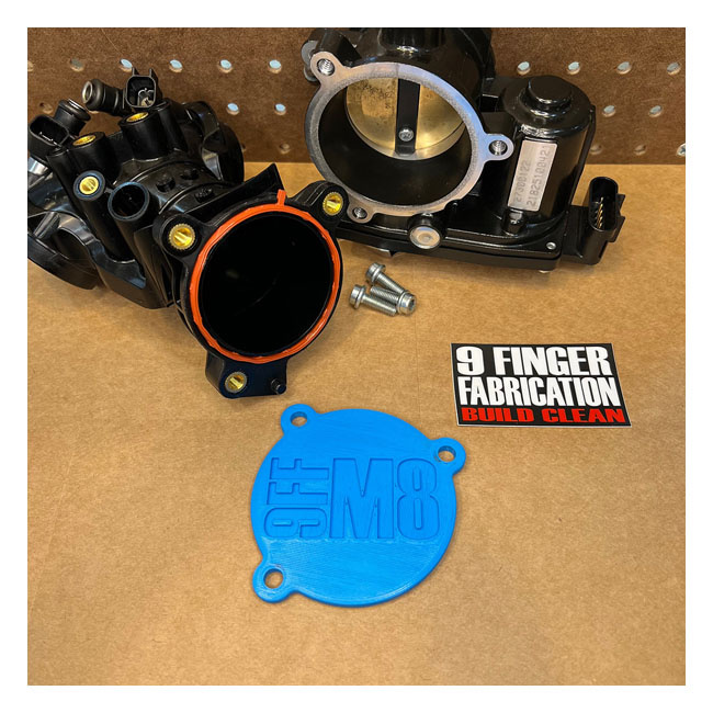 9Finger Fabrication, M8 Throttle Body Intake Cover 18-24 Softail, 17-2