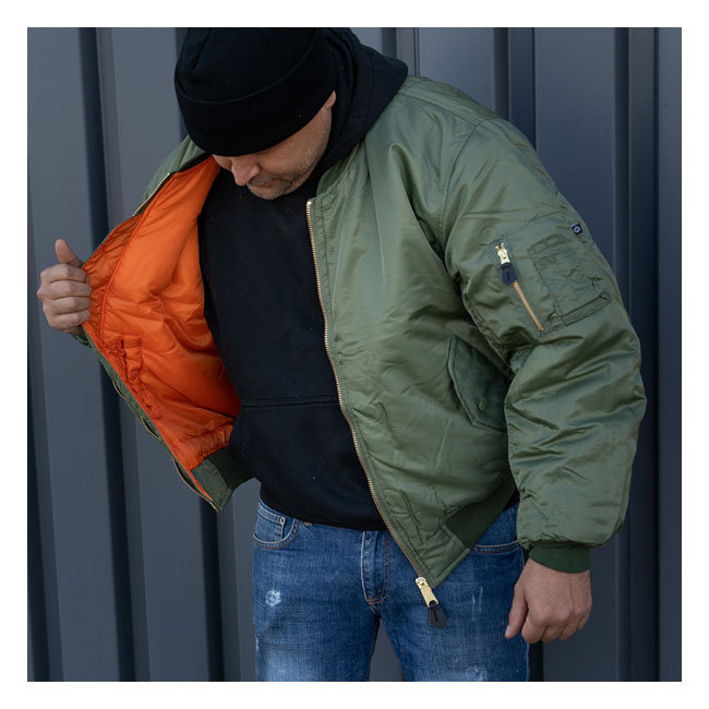 Ma-1 Bomber Flight Jacket Green Size S 100% Nylon