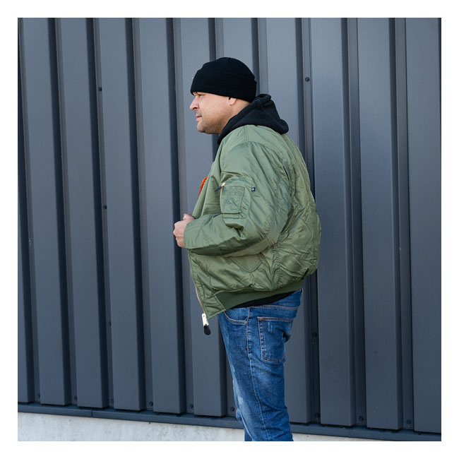 Ma-1 Bomber Flight Jacket Green Size Xl 100% Nylon