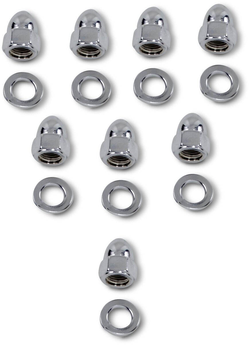 Drag Specialties Cylinder Base Set Acorn Chrome Cyl Base Nut Set 57-85