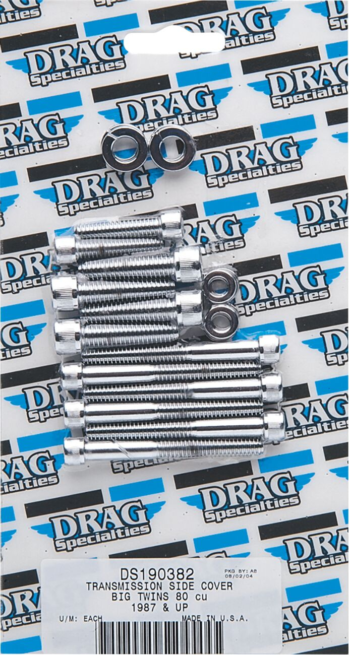 Drag Specialties Chrome Socket-Head Transmission Side Cover Bolt Kit K