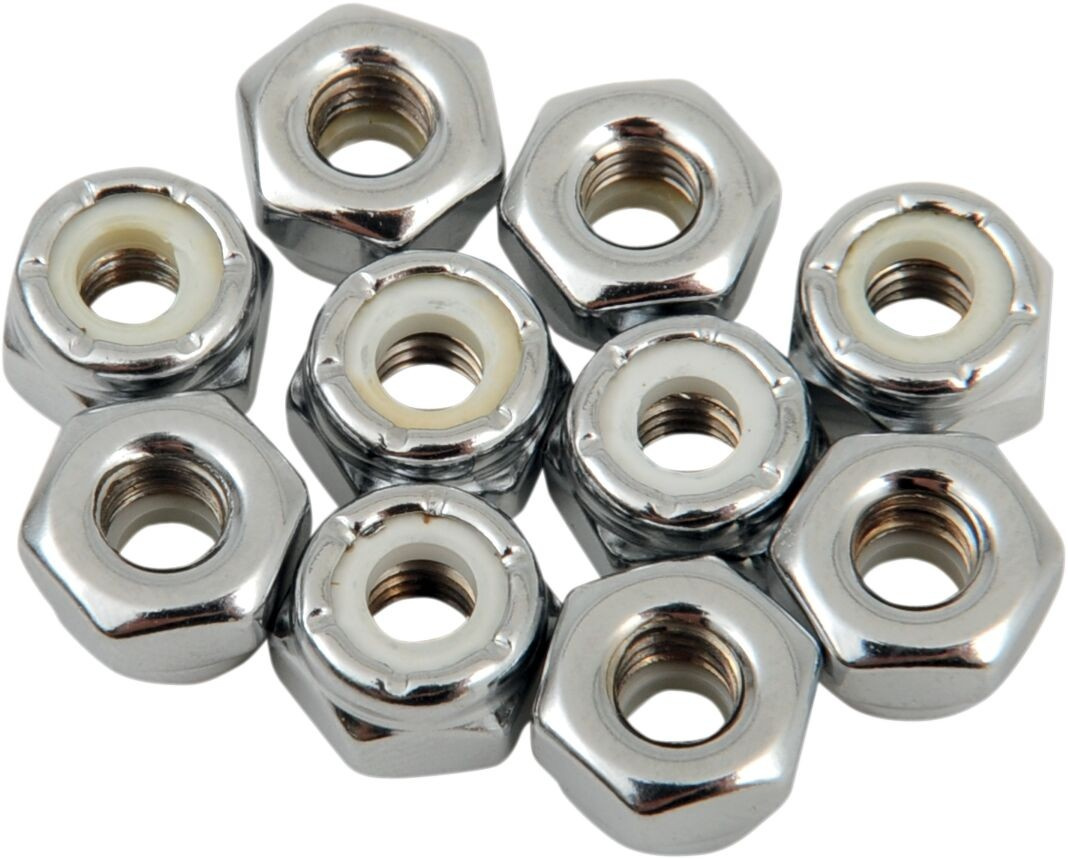 Drag Specialties Nylon Insert Nut 10-32 Chrome 10-32 Chr Nylon Nut