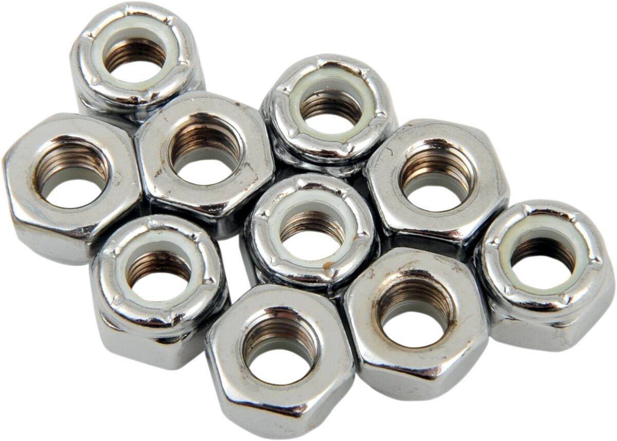 Drag Specialties Nylon Insert Nut 1/4-28 Chrome 1/4-28 Chr Nylon Nut