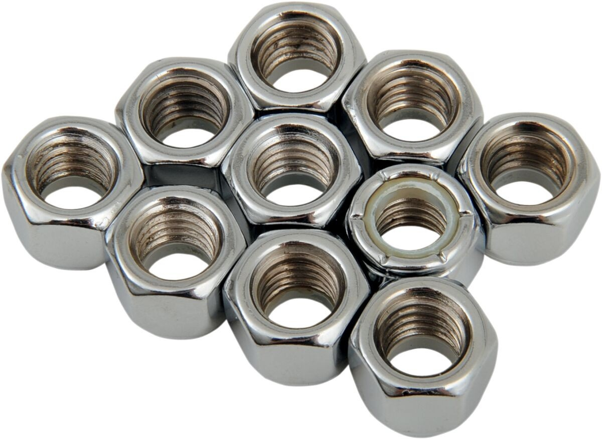 Drag Specialties Nylon Insert Nut 3/8-16 Chrome 3/8-16 Chr Nylon Nut