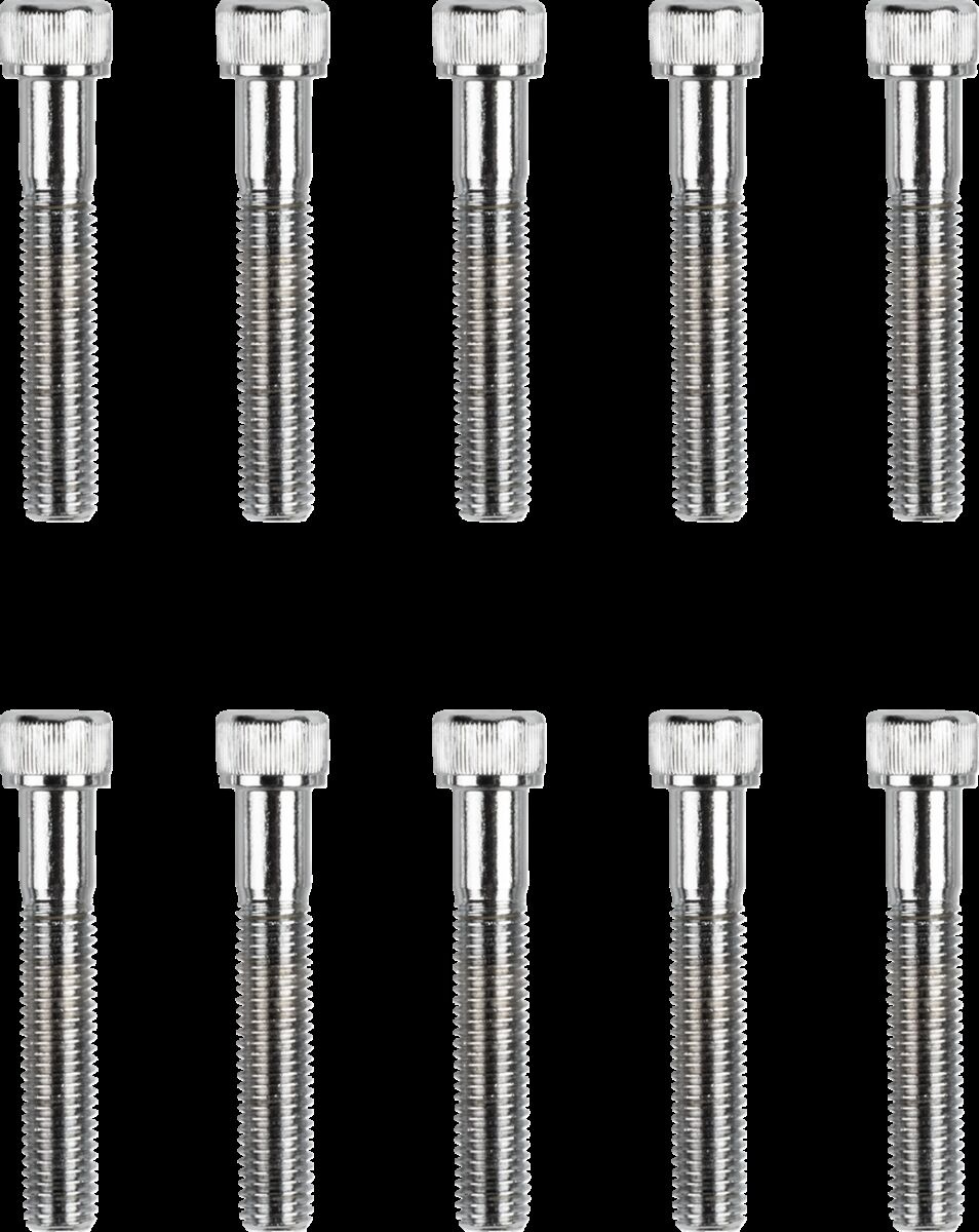 Drag Specialties Socket-Head Bolt 1/4-28X1.5 Knurled Chrome 1/4-28 X 1
