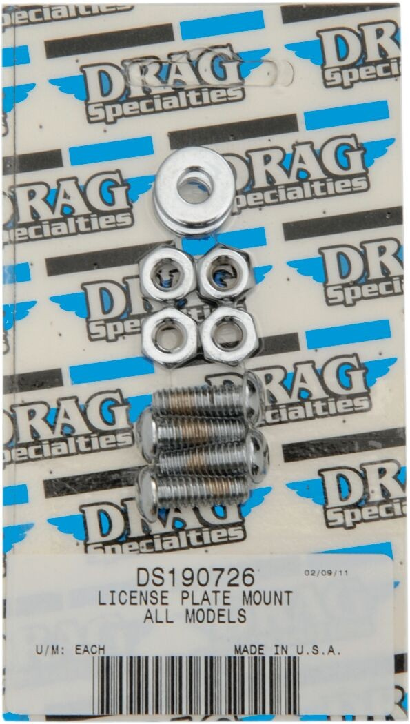 Drag Specialties Chrome Socket-Head License Plate Mount Bolt Kit Knurl