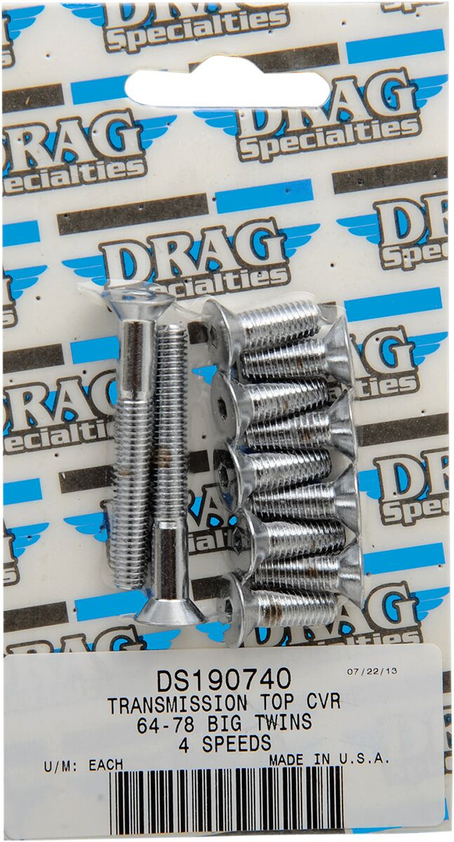Drag Specialties Chrome Socket-Head Transmission Top Cover Bolt Kit Kn