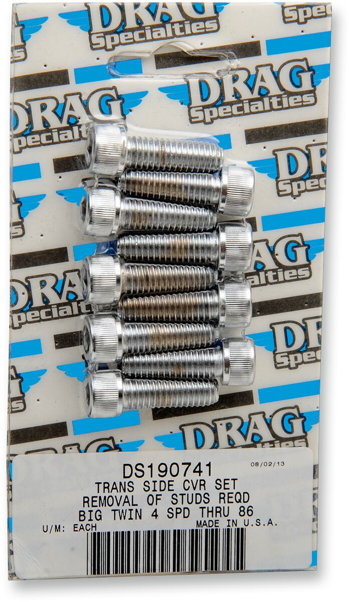 Drag Specialties Chrome Socket-Head Kicker Cover Bolt Kit Knurled Sckt