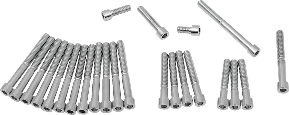 Drag Specialties Chrome Socket-Head Primary/Cam Cover Bolt Kit Smooth