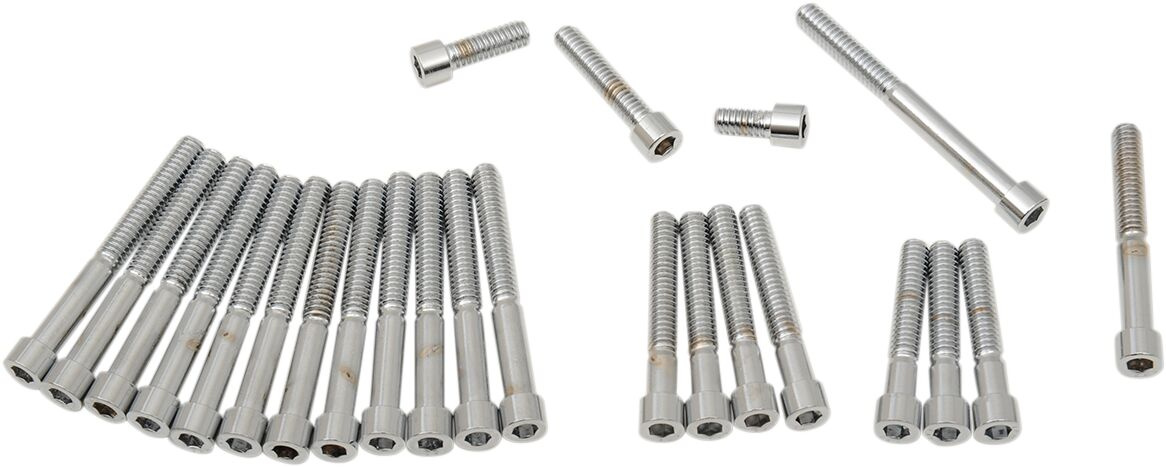 Drag Specialties Chrome Socket-Head Primary/Cam Cover Bolt Kit Smooth