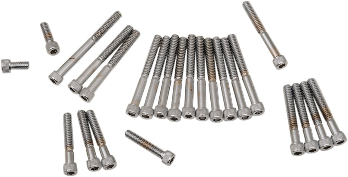 Drag Specialties Chrome Socket-Head Primary/Cam Cover Bolt Kit Knurled