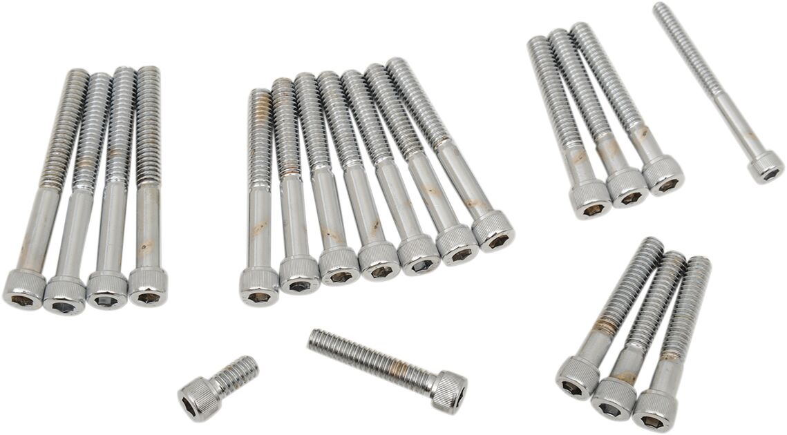 Drag Specialties Chrome Socket-Head Primary/Cam Cover Bolt Kit Knurled