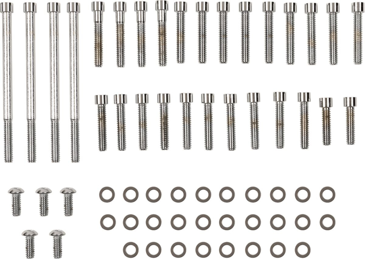 Drag Specialties Chrome Socket-Head Primary/Cam Cover Bolt Kit Knurled