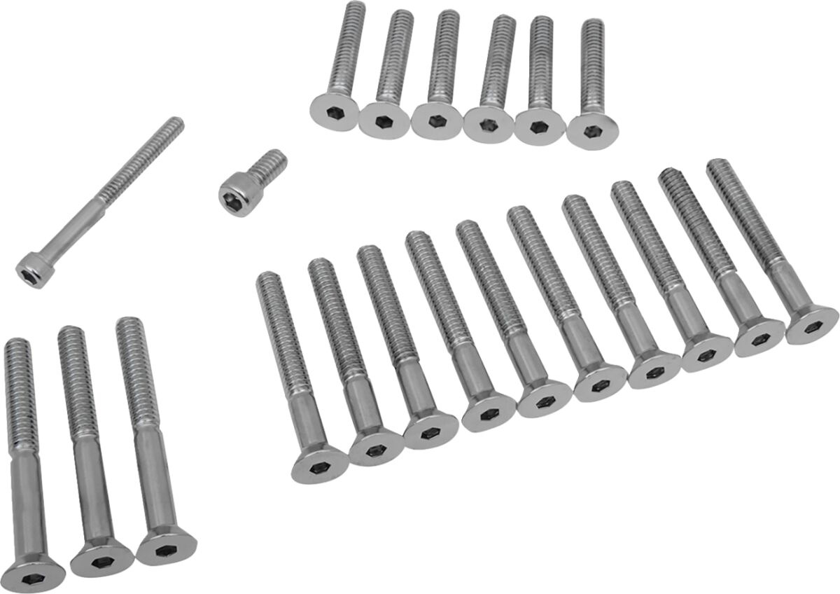 Drag Specialties Chrome Socket-Head Primary/Cam Cover Bolt Kit Knurled