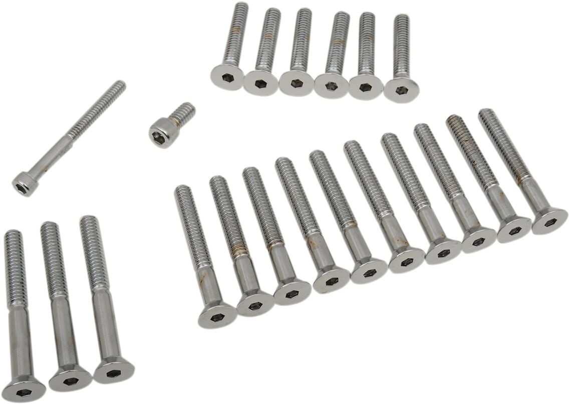 Drag Specialties Chrome Socket-Head Primary/Cam Cover Bolt Kit Knurled