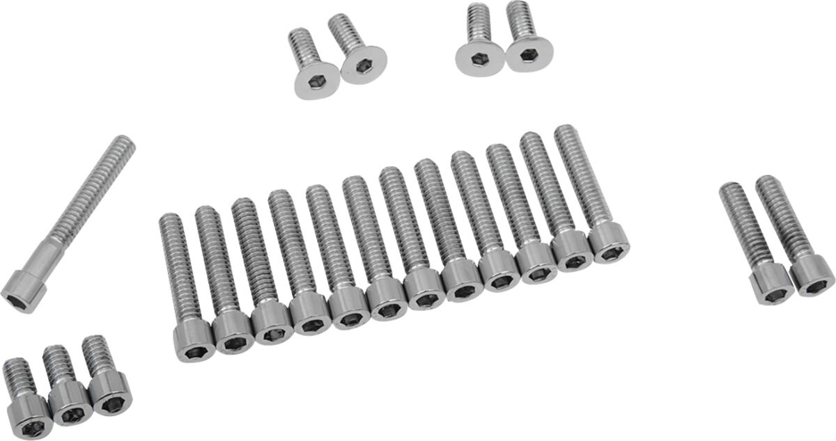 Drag Specialties Chrome Socket-Head Primary/Cam Cover Bolt Kit Smooth