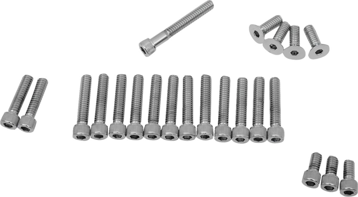 Drag Specialties Chrome Socket-Head Primary/Cam Cover Bolt Kit Knurled