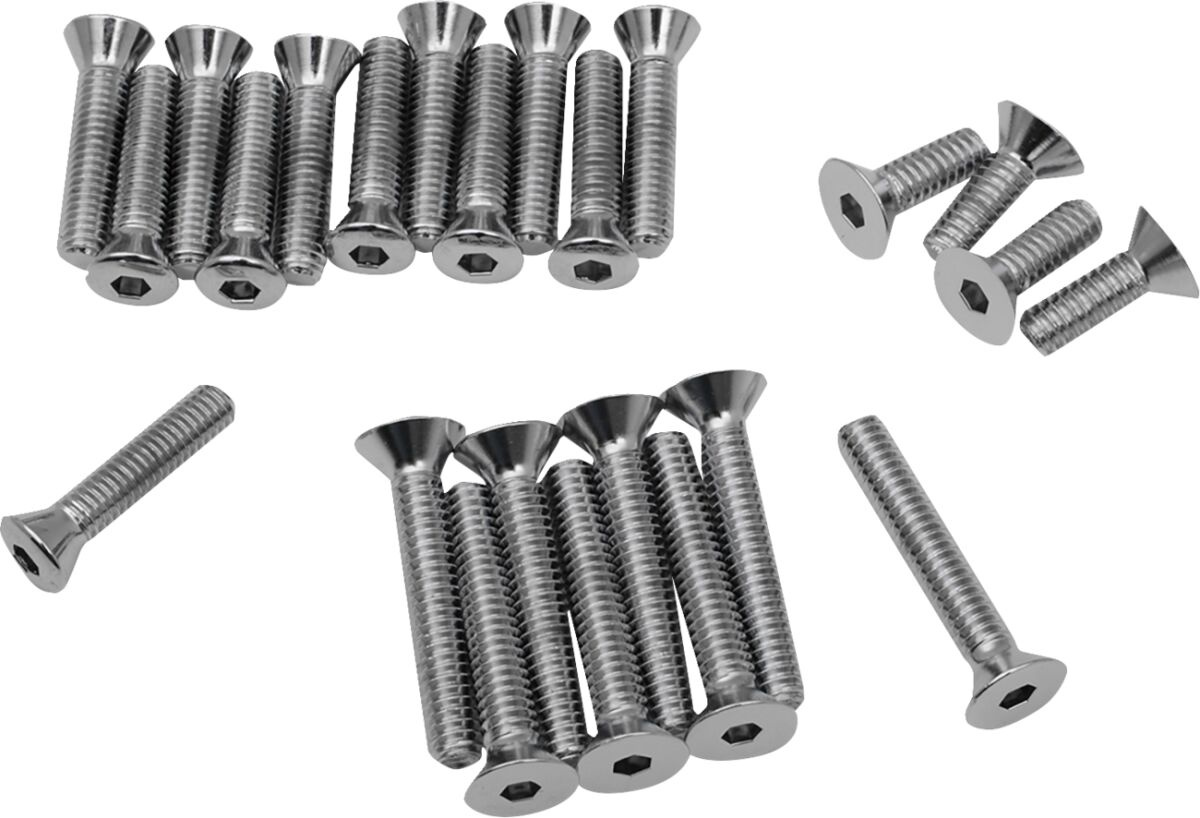 Drag Specialties Chrome Socket-Head Primary/Cam Cover Bolt Kit Knurled