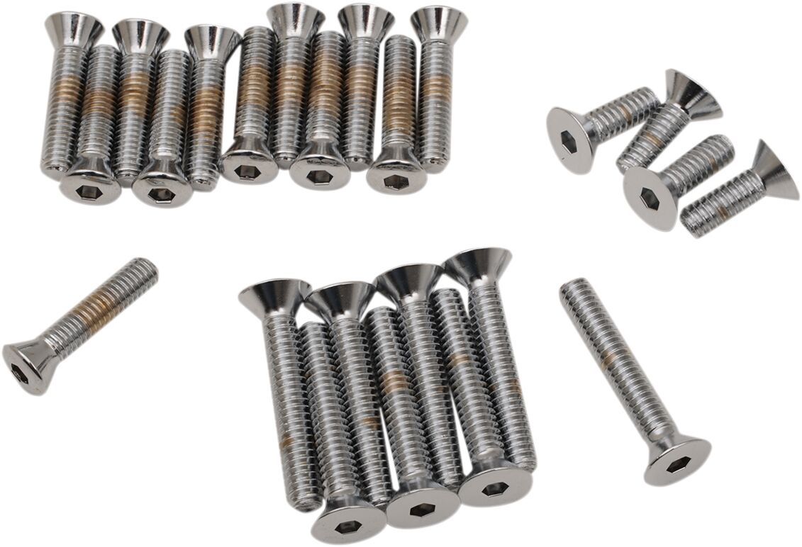 Drag Specialties Chrome Socket-Head Primary/Cam Cover Bolt Kit Knurled