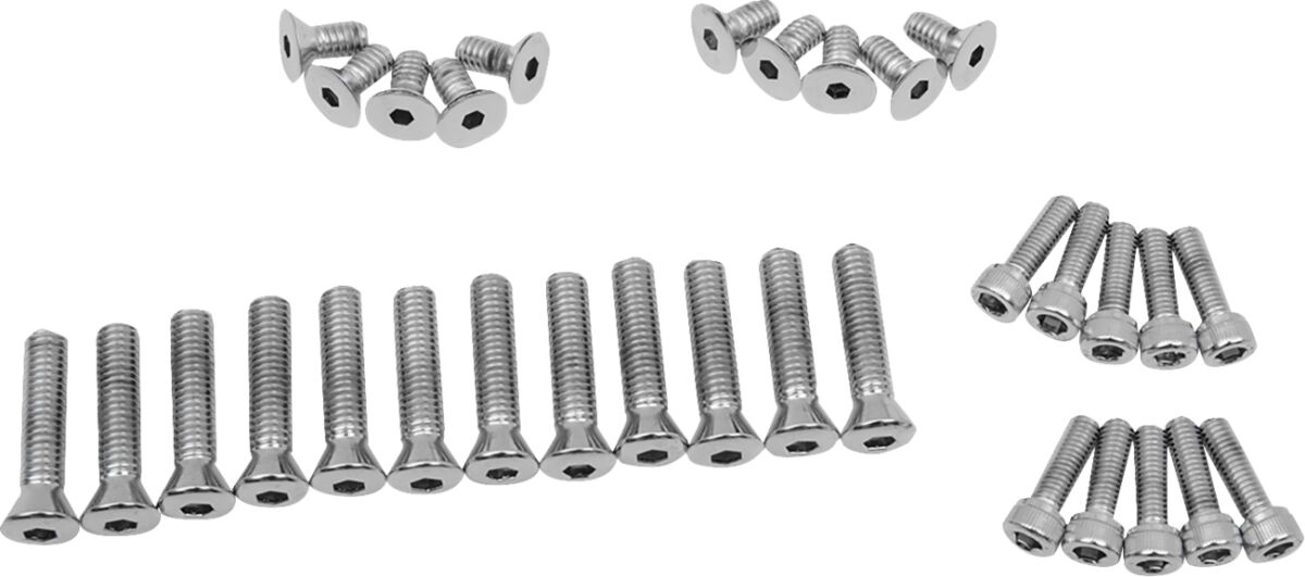 Drag Specialties Chrome Socket-Head Primary/Cam Cover Bolt Kit Knurled