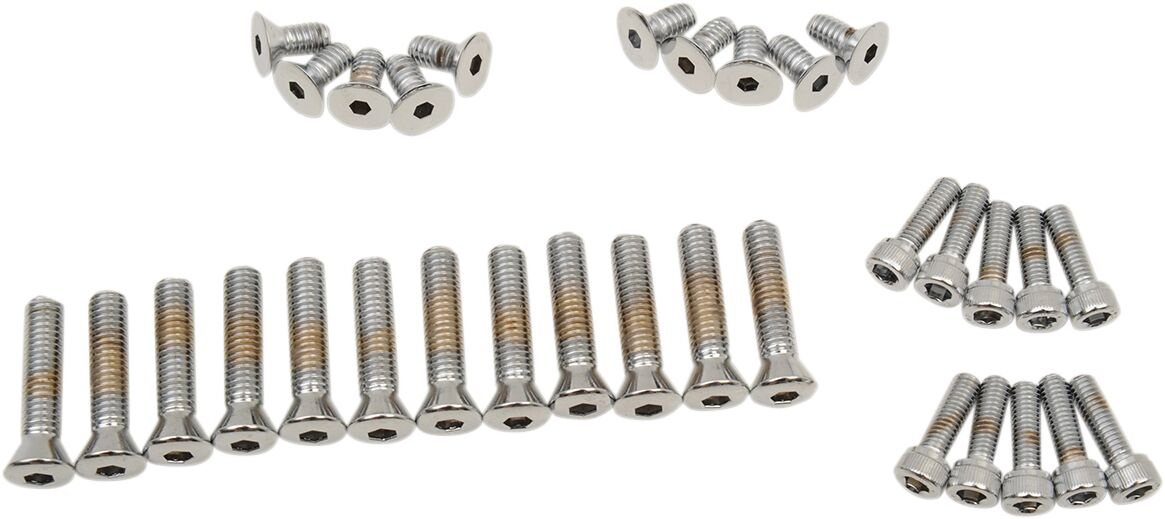 Drag Specialties Chrome Socket-Head Primary/Cam Cover Bolt Kit Knurled