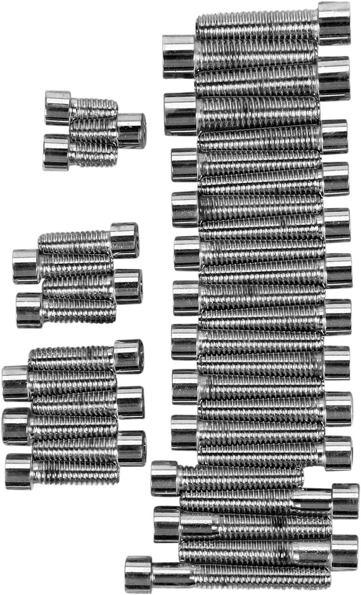 Drag Specialties Chrome Socket-Head Primary/Cam Cover Bolt Kit Smooth