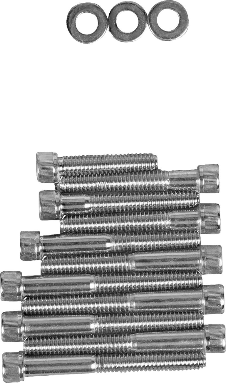 Drag Specialties Chrome Socket-Head Cam Cover Bolt Kit Knurled Cam Cvr