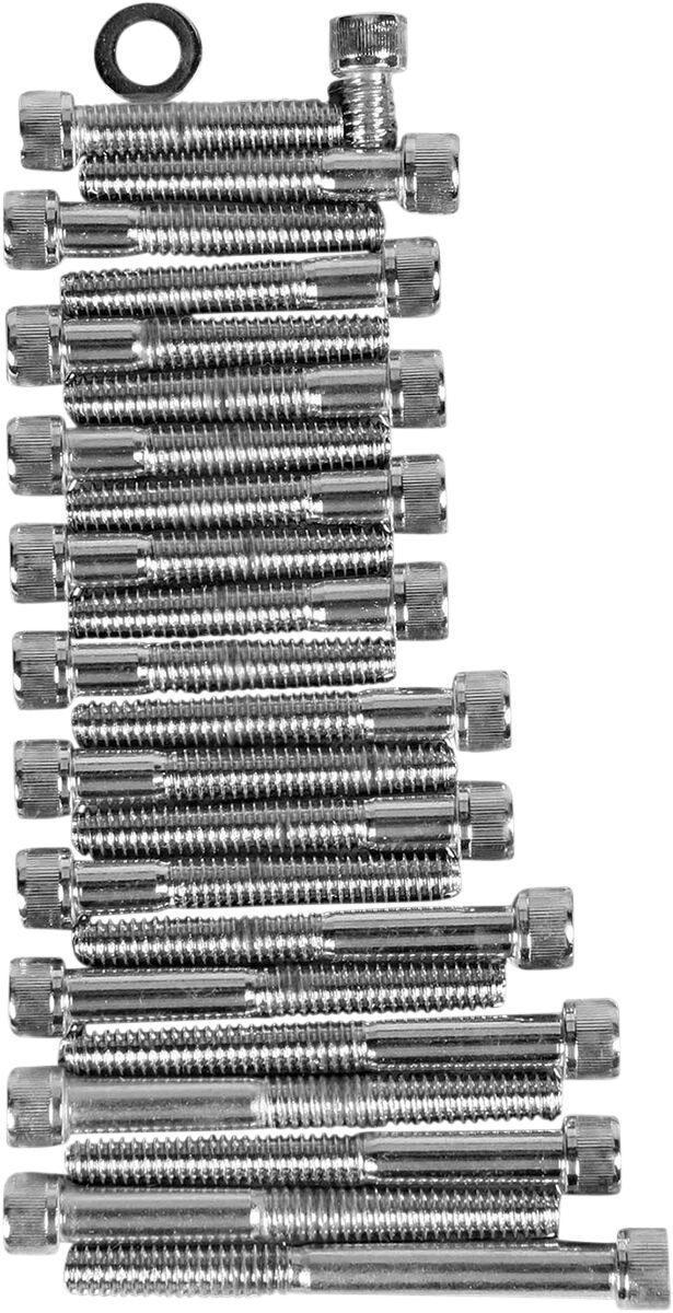 Drag Specialties Chrome Socket-Head Sprocket Cover Bolt Kit Knurled Sc