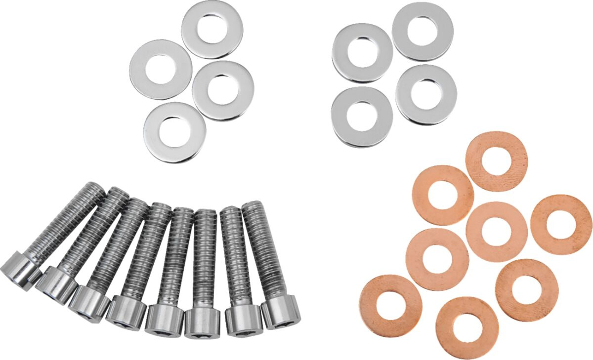 Drag Specialties Chrome Socket-Head Rocker Box Mount Bolt Kit W/ Washe