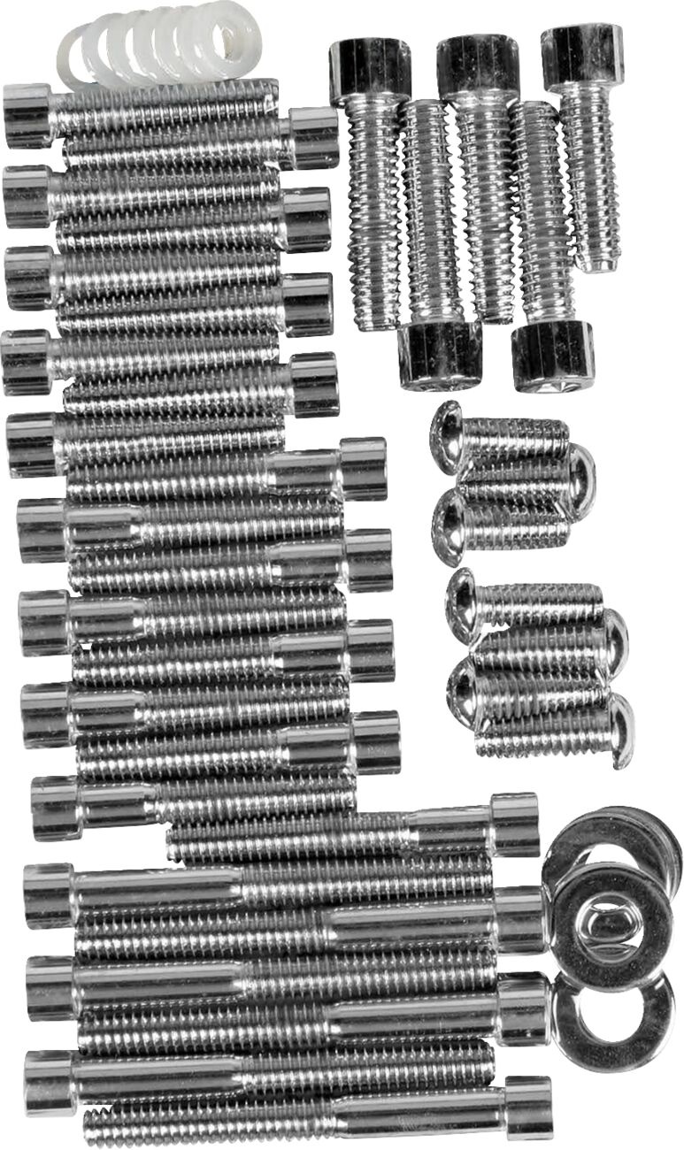 Drag Specialties Chrome Socket-Head Primary/Cam Cover Bolt Kit Smooth