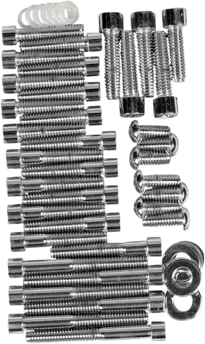 Drag Specialties Chrome Socket-Head Primary/Cam Cover Bolt Kit Smooth