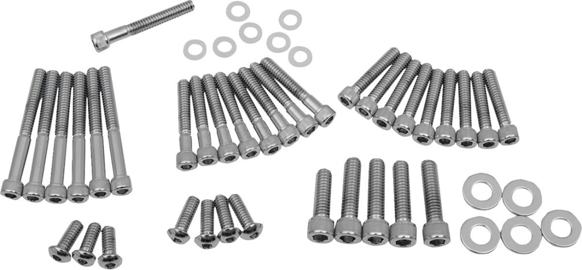 Drag Specialties Chrome Socket-Head Primary/Cam Cover Bolt Kit Knurled