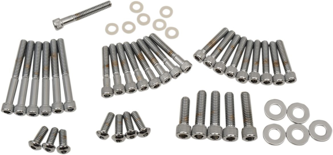 Drag Specialties Chrome Socket-Head Primary/Cam Cover Bolt Kit Knurled