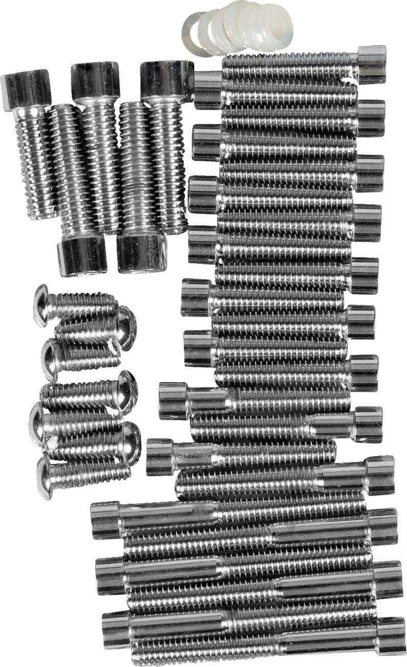 Drag Specialties Chrome Socket-Head Primary/Cam Cover Bolt Kit Smooth