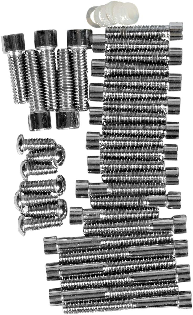 Drag Specialties Chrome Socket-Head Primary/Cam Cover Bolt Kit Smooth
