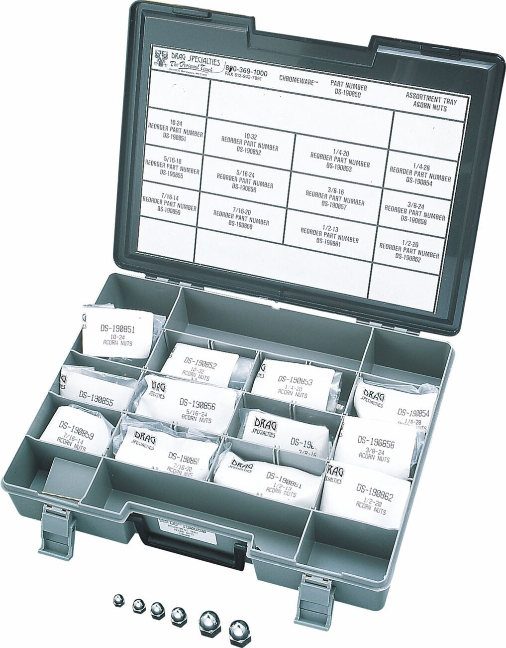 Drag Specialties Acorn Nut Assortment Chrome Acorn Nut Assort Chrome