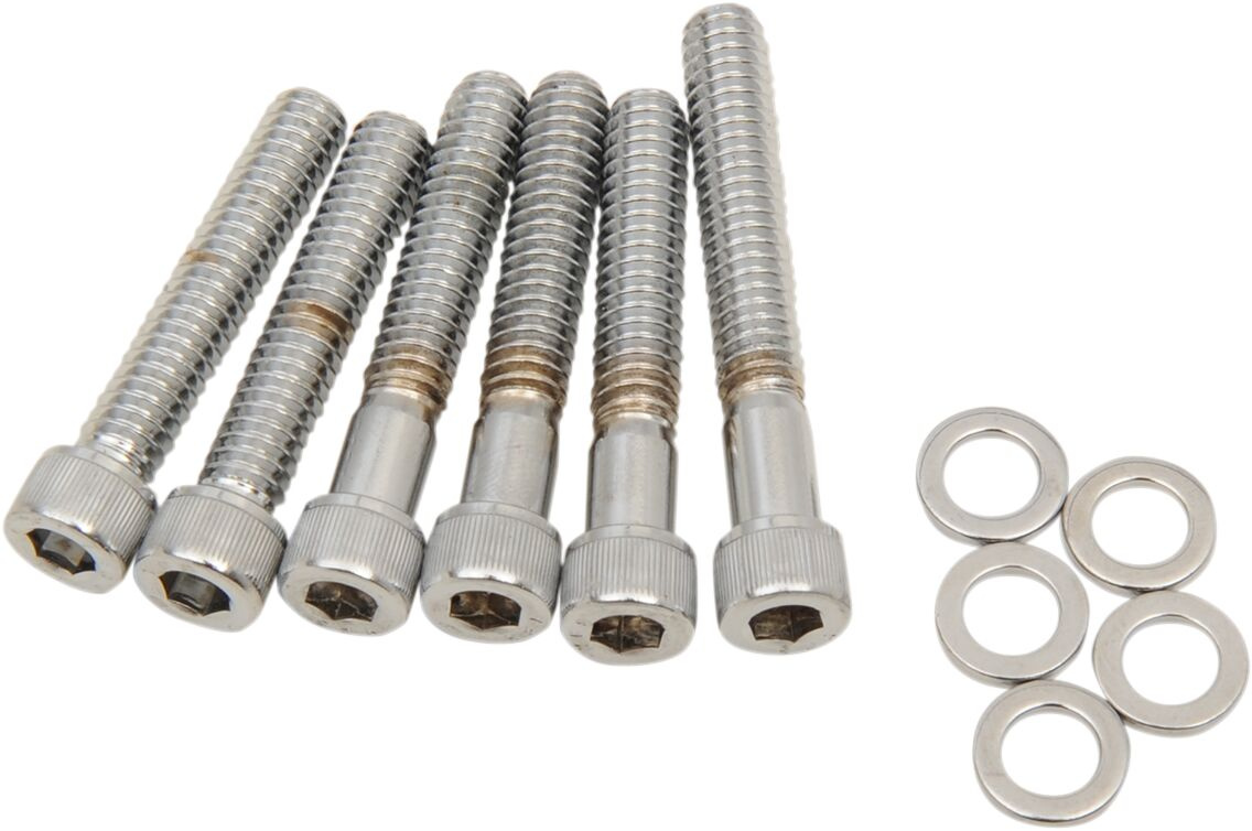 Drag Specialties Chrome Socket-Head Cam Cover Bolt Kit Knurled Sckt He