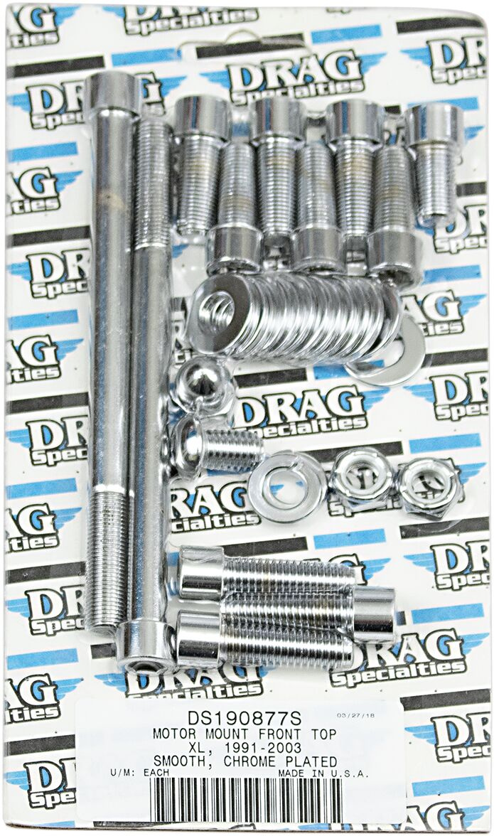Drag Specialties Chrome Socket-Head Motor Mount Bolt Kit Smooth Smth M