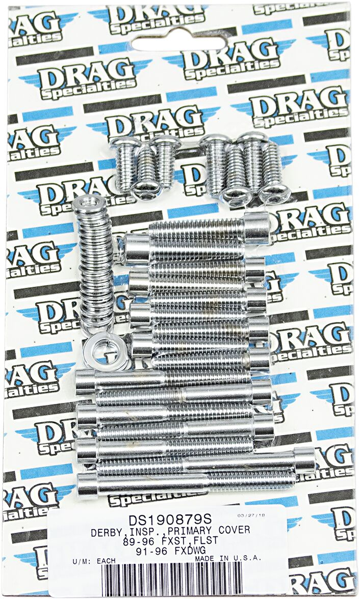 Drag Specialties Chrome Socket-Head Primary Cover Bolt Kit Smooth Smth
