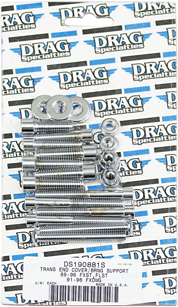 Drag Specialties Chrome Socket-Head Transmission End Cover Bolt Kit Sm