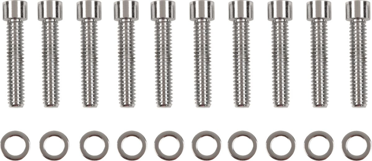 Drag Specialties Chrome Socket-Head Cam Cover Bolt Kit Smooth Cam Cvr