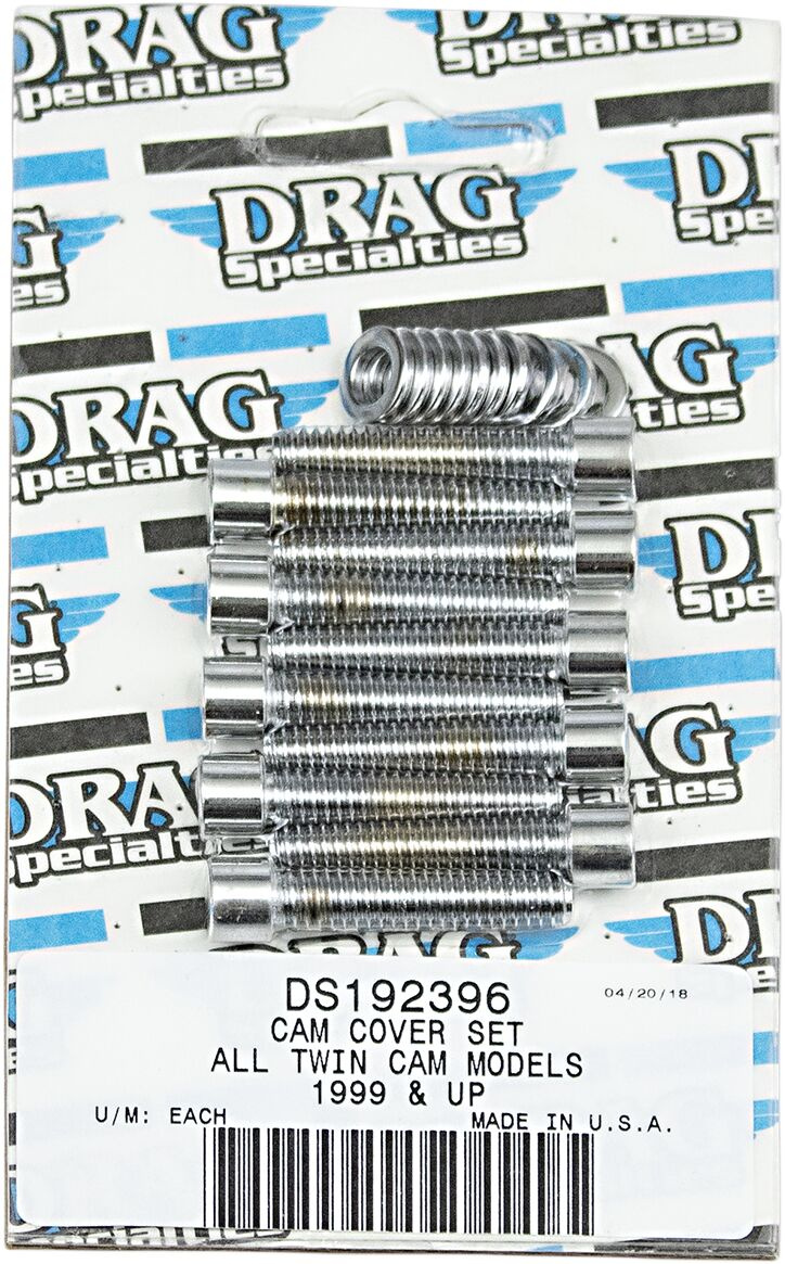 Drag Specialties Chrome Socket-Head Cam Cover Bolt Kit Smooth Cam Cvr