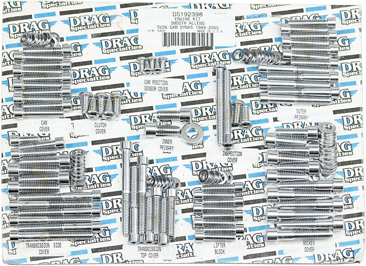 Drag Specialties Chrome Socket-Head Engine Case Bolt Kit Smooth Sm Soc