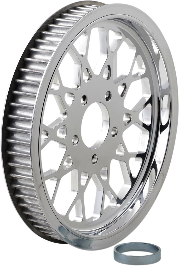 Belt Drives Ltd. Rear Belt Pulley 65 Tooth 1-1/2'' Mesh Polished Mesh