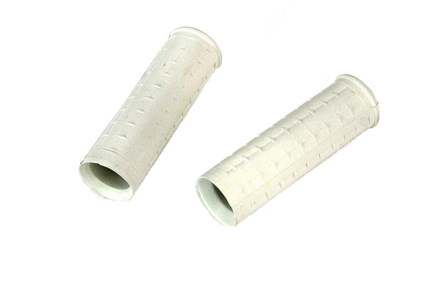 Replica White Waffle Style Grip Set with Chrome Plugs