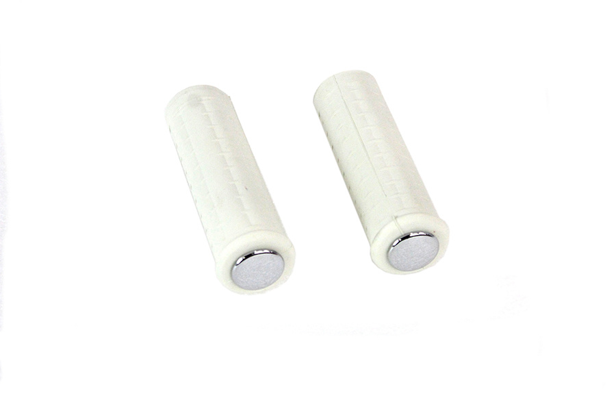 Replica White Waffle Style Grip Set with Chrome Plugs