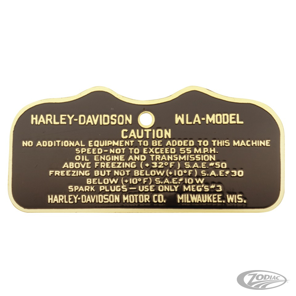 Brass cautionplate 41, early 42 WLA